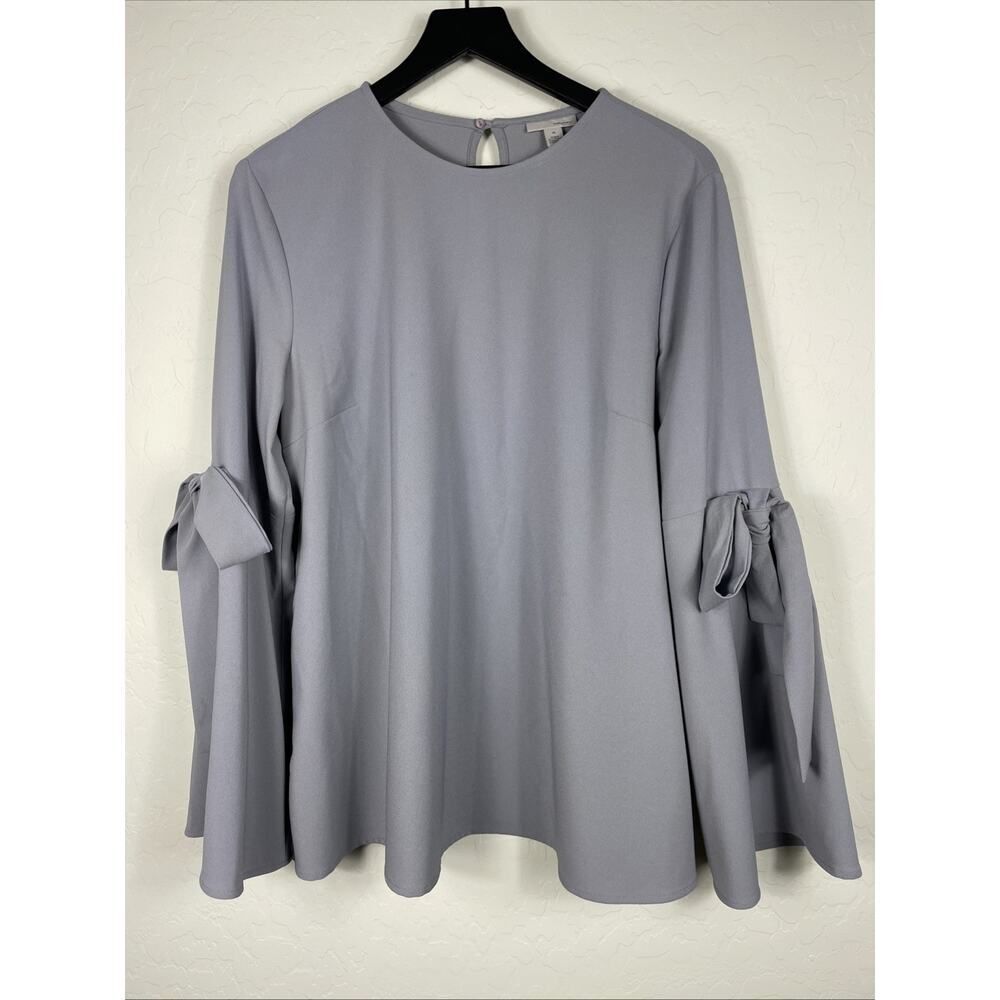 Halogen Women's Gray Long Bell Sleeves Bow Size Medium